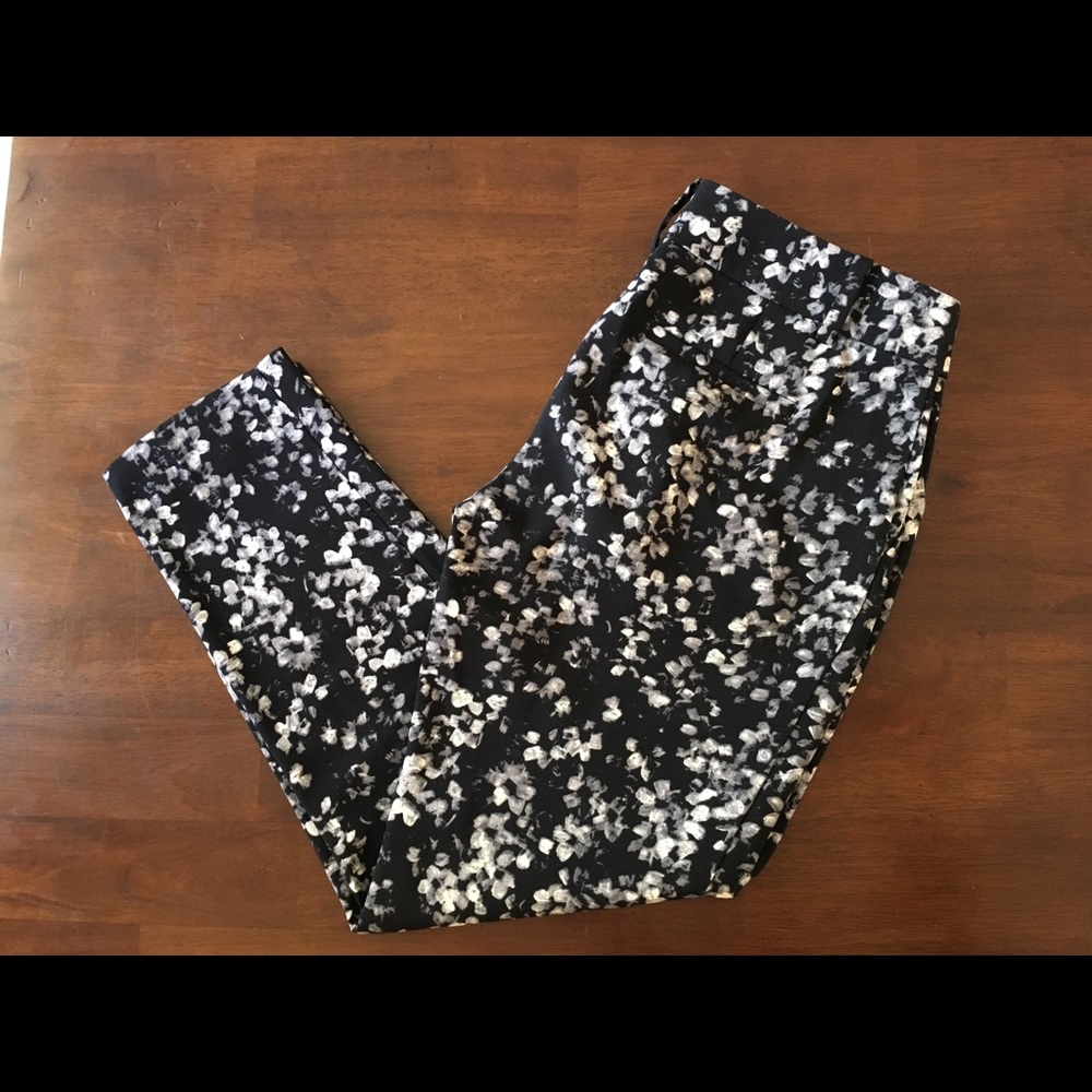 Ann Taylor Floral Black Pants